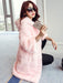 Faux Fur Coat Hooded Long Sleeve Pink Winter Coat For Women