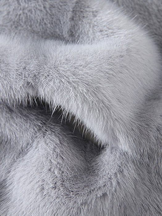 Faux Fur Coat Hooded Long Sleeve Pink Winter Coat For Women