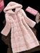 Faux Fur Coat Hooded Long Sleeve Pink Winter Coat For Women