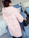 Faux Fur Coat Hooded Long Sleeve Pink Winter Coat For Women