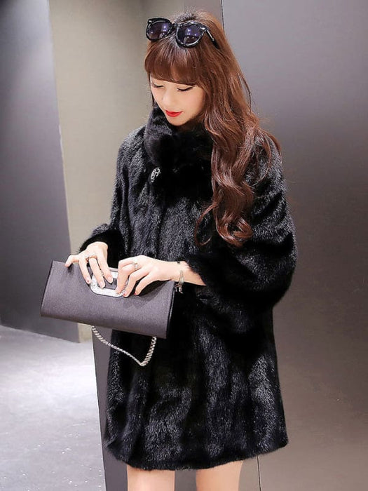 Faux Fur Coat Women White Faux Fur Jacket Winter Trench Coat  