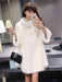 Faux Fur Coat Women White Faux Fur Jacket Winter Trench Coat  