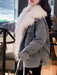Faux Fur Coats Blue Faux Fur Turndown Collar Long Sleeves Removable Short Winter Coat