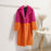 Faux Fur Coats For Women Turndown Collar Long Sleeves Casual Two Tone Stretch V Neck White Long Coat - rose+orange / S - Faux Fur Coat