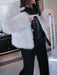 Faux Fur Coats For Women Turndown Collar Long Sleeves Hunter Green Winter Coat