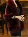 Faux Fur Jacket Women White  Winter Wrap Shawl Poncho Cape Coat