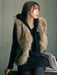 Faux Fur Vest Women Camel Coat Sleeveless Faux Fur Jacket