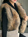 Faux Fur Vest Women Camel Coat Sleeveless Faux Fur Jacket