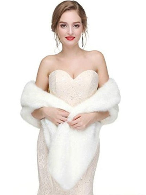 Faux Fur Wedding Wrap Shawl Bridal Winter Stole