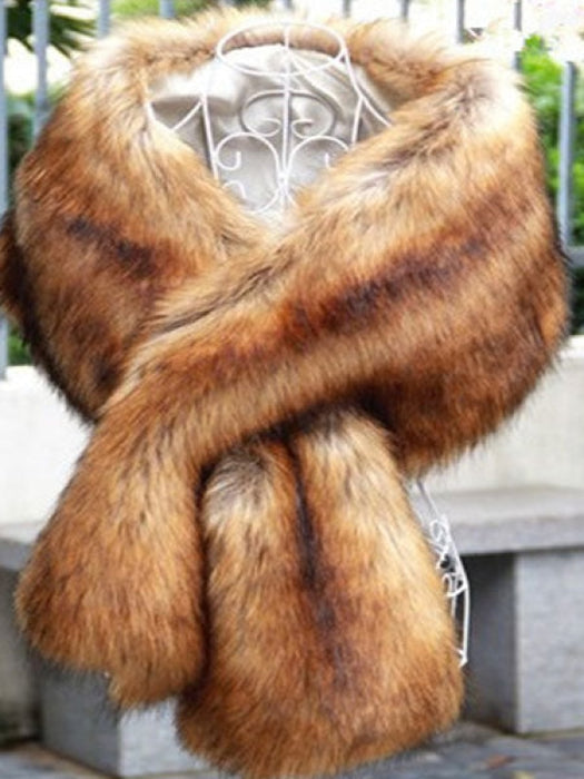 Faux Fur Wrap Black Short Sleeve Women's Winter Shawl