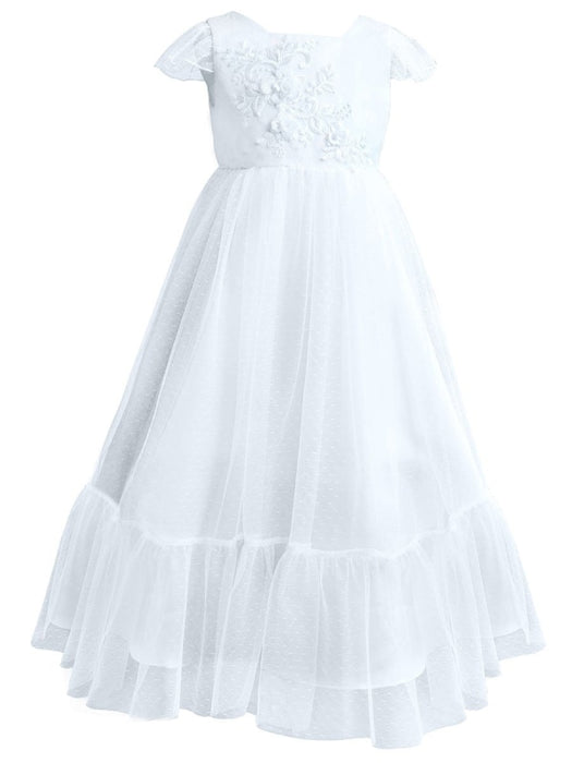 Flare Sleeve Flower Girl A Line Party Dress Floor Length Bridesmaid Dress - Ivory / 2-3y - Flower Girl Dress
