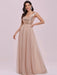 Flesh Color Homecoming Dress A-Line V-Neck Sleeveless Backless Sequined Tulle Floor-Length Evening Dress