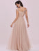 Flesh Color Homecoming Dress A-Line V-Neck Sleeveless Backless Sequined Tulle Floor-Length Evening Dress