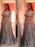 Floor-Length 3/4 Sleeves With Beading Two Piece Dresses - Prom Dresses