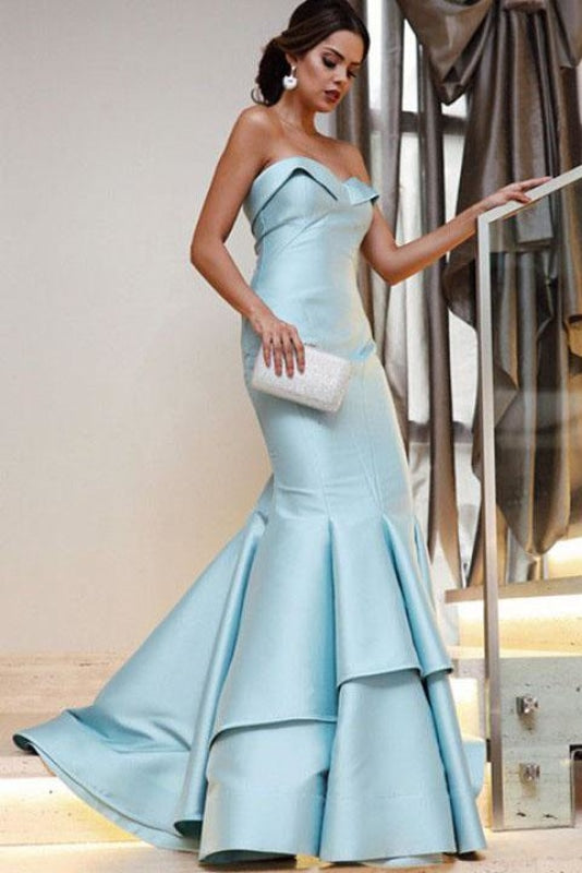 Floor Length Strapless Mermaid Evening Sexy Unique Long Prom Dress - Prom Dresses
