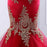 Floor Length Sweetheart Mermaid Red Prom Gold Appliqued Long Evening Dress - Prom Dresses
