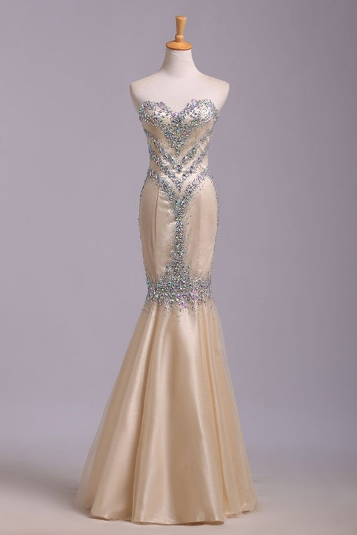 Floor Length Sweetheart Sequined Mermaid Prom Evening Dress - Prom Dresses