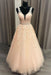 Floor Length V Neck Sleeveless Tulle Prom with Appliques Puffy Quinceanera Dress - Prom Dresses