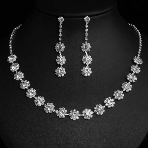 Flower Crystal Silver Wedding Jewelry Sets | Bridelily - jewelry sets