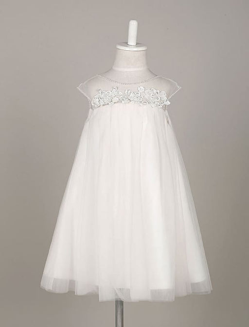 Flower Girl Dresses Boho  Tulle Lace Illusion A Line Toddler's Dinner Swing Dress
