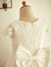 Flower Girl Dresses Jewel Neck Short Sleeves Bows Formal Kids Party Dresses