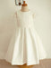 Flower Girl Dresses Jewel Neck Short Sleeves Bows Formal Kids Party Dresses