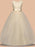Formal Little Kids Dress for Wedding Jewel Neck Sleeveless Flower Girl Floor Length Dresses
