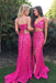 Fuchsia Two Piece Mermaid Spaghetti Straps Lace Split Prom Sexy Party Dress - Prom Dresses