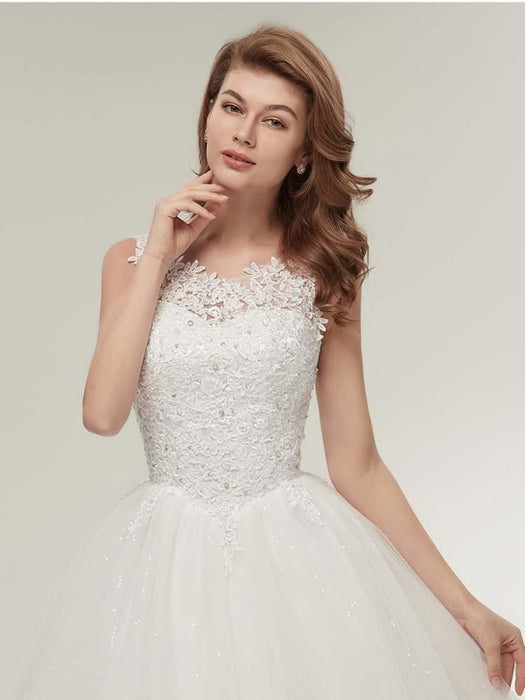 Glamorous Appliques Lace Up Ball Gown Wedding Dresses - wedding dresses