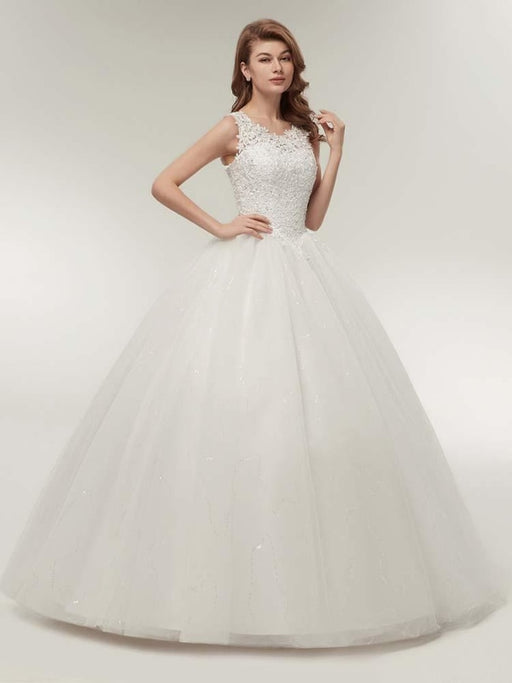Glamorous Appliques Lace Up Ball Gown Wedding Dresses - wedding dresses