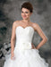 Glamorous Ivory Ruched Sweetheart Neck A-line Organza Wedding Dress