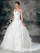 Glamorous Ivory Ruched Sweetheart Neck A-line Organza Wedding Dress