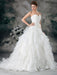 Glamorous Ivory Ruched Sweetheart Neck A-line Organza Wedding Dress
