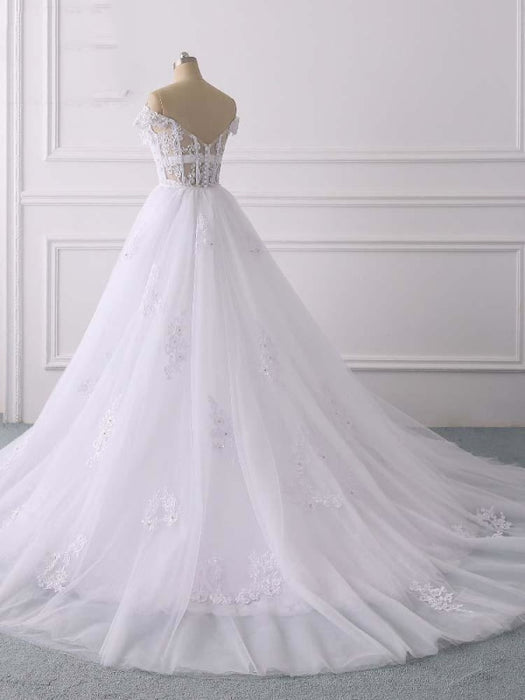 Glamorous Off-the-Shoulder Lace Tulle Mermaid Wedding Dresses - wedding dresses