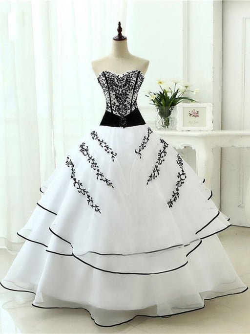 Glamorous Sweetheart Ball Gown Wedding Dresses - White / Floor Length - wedding dresses
