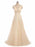 Glamorous V-Neck Lace Ribbon A-line Wedding Dresses - Champagne / Floor Length - wedding dresses