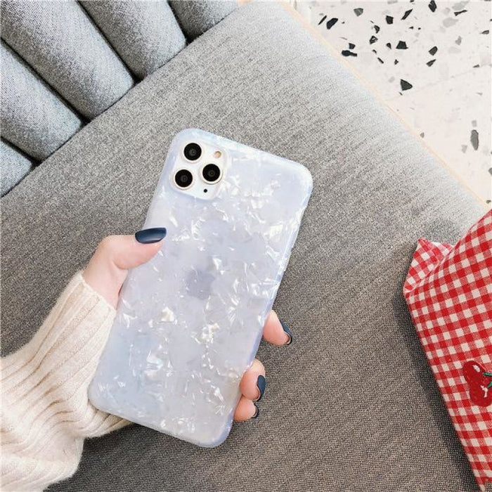 Glitter Dream Shell Pattern Case For iPhone - For iPhone X or XS / White