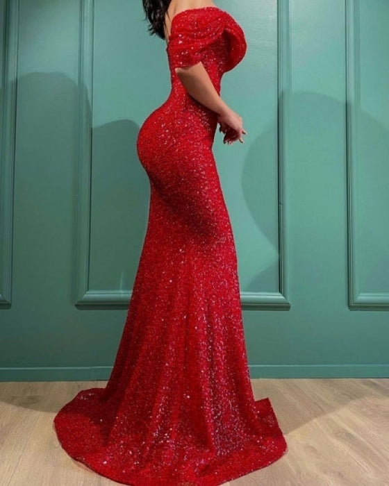 glitter Prom dresses red Evening Maxi dresses - Prom Dresses
