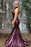 Glitter Sequin High Neck Mermaid Prom Dresses Purple Evening Dress with Train - Prom Dresses
