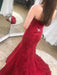 Glorious Fascinating Wonderful Sexy Trumpet Red Strapless Sweep Train Lace Prom Dress Long Formal Gown - Prom Dresses