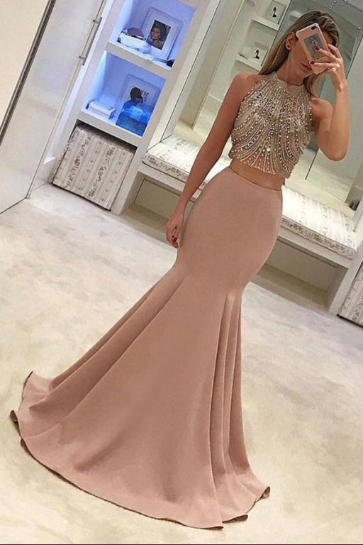 Glorious Graceful Chic Gorgeous Two Piece Mermaid Prom Dresses Beading Long Formal Dress - Prom Dresses