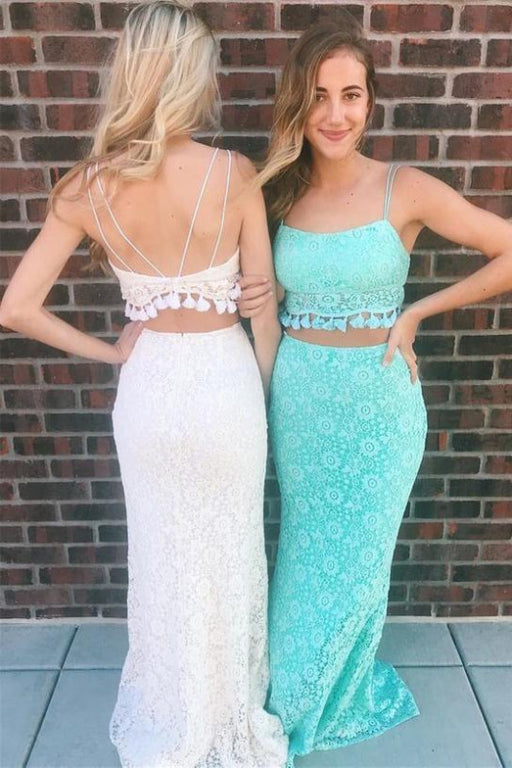 Glorious Precious Excellent Two Piece Mermaid Spaghetti Straps Floor-Length Lace Prom Sexy Party Dress - Prom Dresses