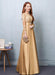 Gold Evening Dress Satin Prom Dress Lace Applique Wedding Guest Dresses Sash A Line Maxi Mother's Dress wedding guest dress