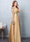 Gold Evening Dress Satin Prom Dress Lace Applique Wedding Guest Dresses Sash A Line Maxi Mother's Dress wedding guest dress