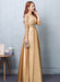 Gold Evening Dress Satin Prom Dress Lace Applique Wedding Guest Dresses Sash A Line Maxi Mother's Dress wedding guest dress