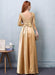 Gold Evening Dress Satin Prom Dress Lace Applique Wedding Guest Dresses Sash A Line Maxi Mother's Dress wedding guest dress