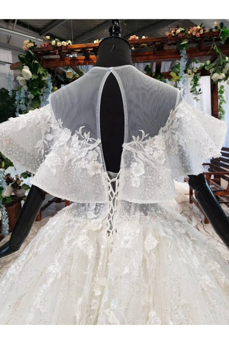 Gorgeous Ball Gown Big Princess Sleeves Wedding Dress - Wedding Dresses