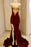 Gorgeous Burgandy Side Slit Floor Length Prom Dresses - Prom Dresses