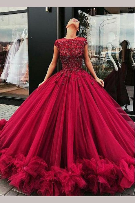 Wine Blue Quinceanera Ball Gowns Ruffles Black Red Tulle Prom Dress E1989 -  China Evening Dress and Formal Dress price | Made-in-China.com