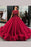 Gorgeous Burgundy Ball Gown Jewel Tulle Beading Cap Sleeves Prom Dress - Prom Dresses